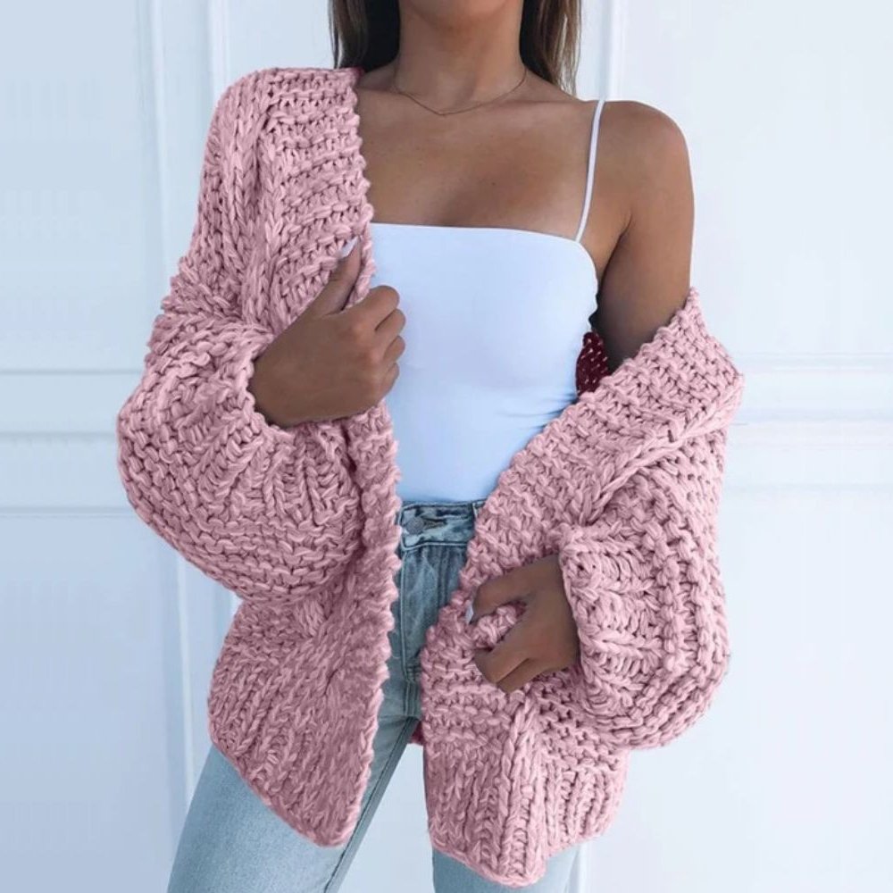 Dames Gebreide Cardigan Met Losse Pasvorm En Dikke Textuur