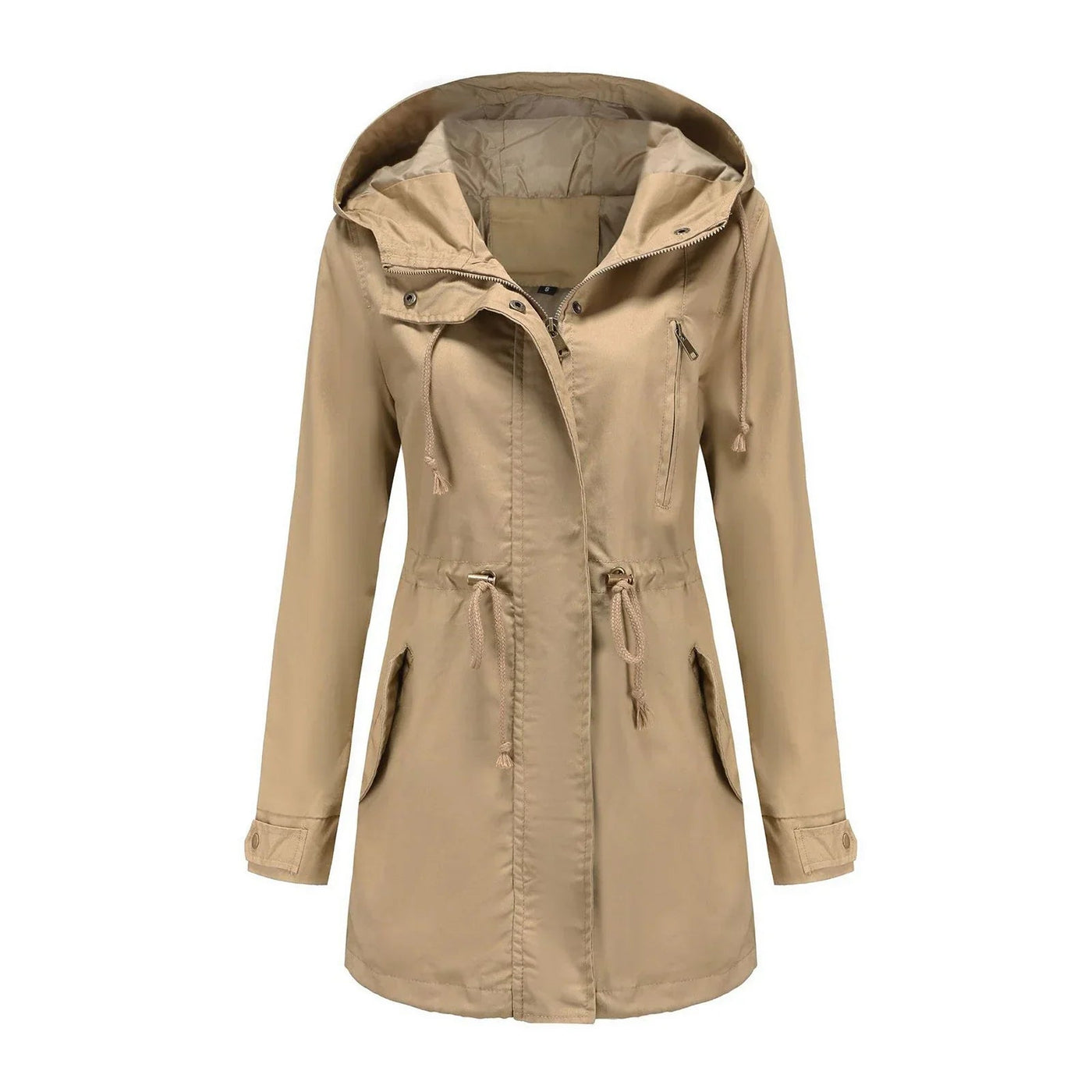 Dames Regenjas Met Capuchon En Verstelbare Taille