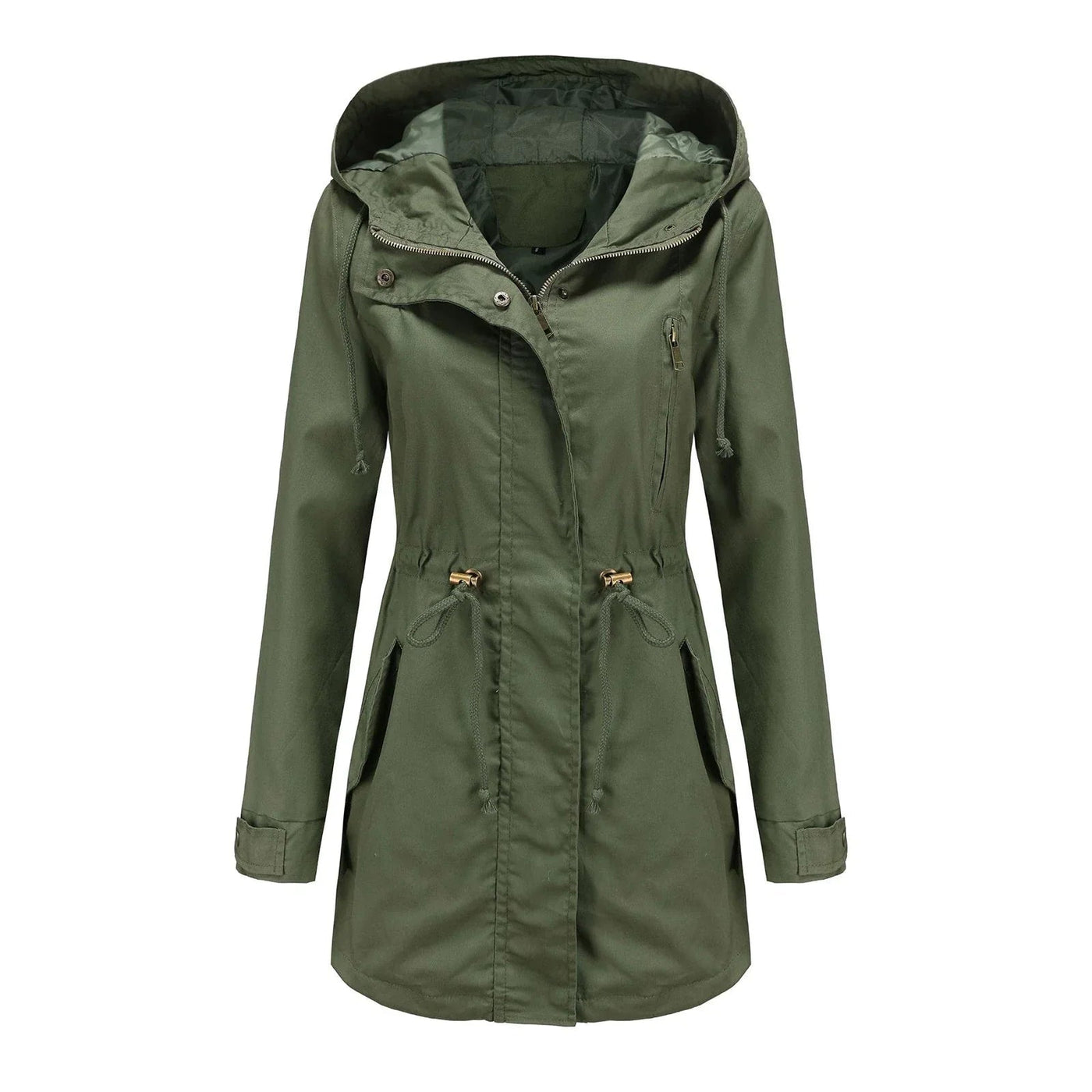 Dames Regenjas Met Capuchon En Verstelbare Taille
