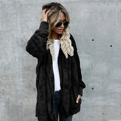 Dames Elegante Lange Cardigan Met Lange Mouwen In Fleece