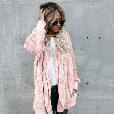 Dames Elegante Lange Cardigan Met Lange Mouwen In Fleece