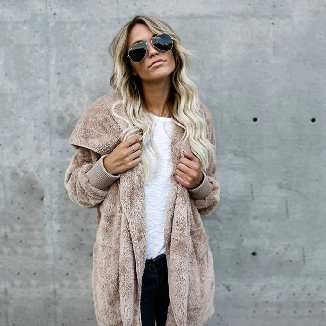 Dames Elegante Lange Cardigan Met Lange Mouwen In Fleece