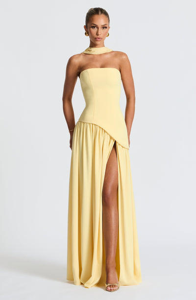 Dames Maxi Strapless Jurk Met Asymmetrische Zoom En Hoge Split
