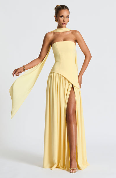 Dames Maxi Strapless Jurk Met Asymmetrische Zoom En Hoge Split