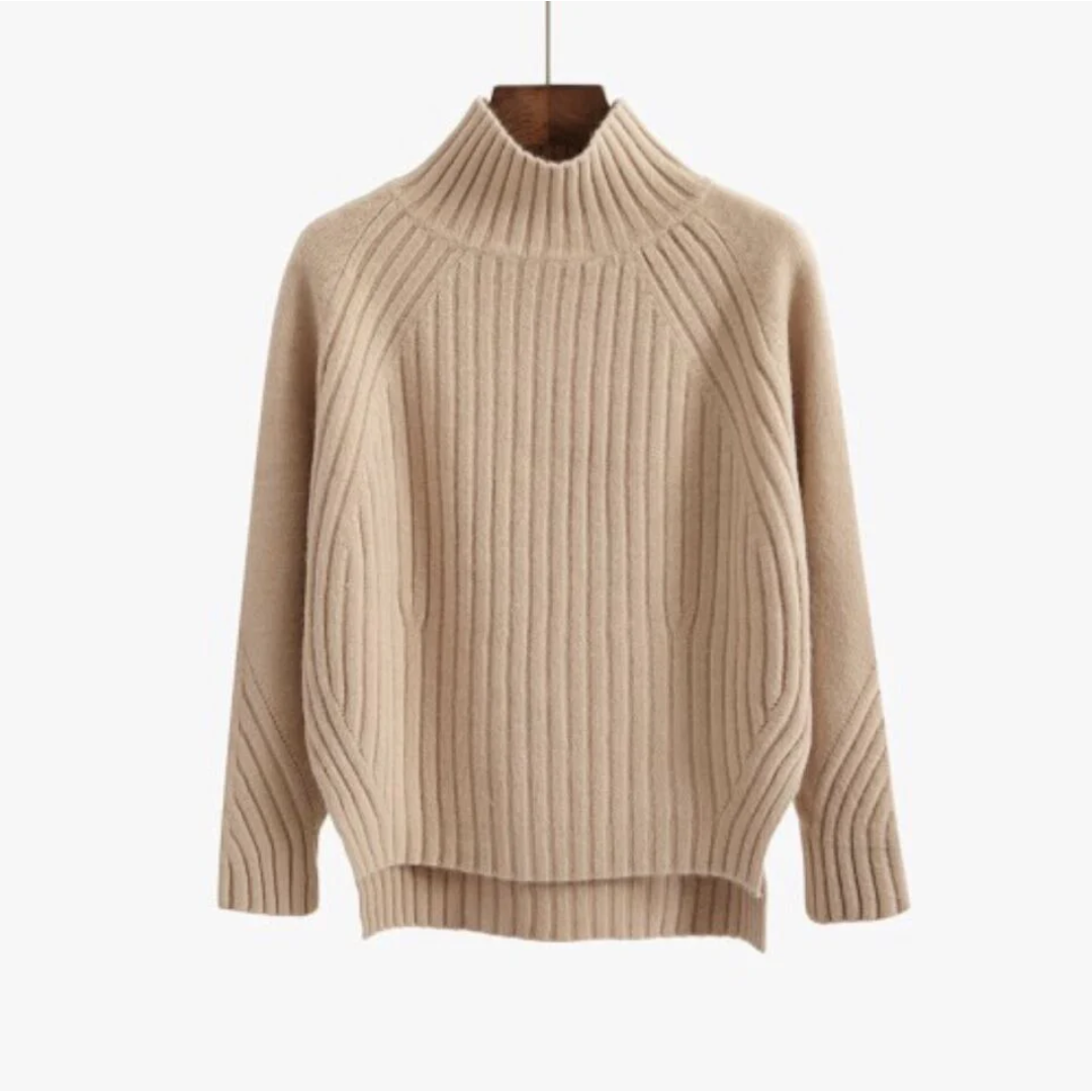 Dames Gebreide Sweater Met Hoge Hals En Lange Mouwen