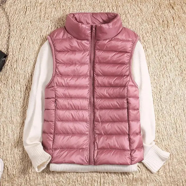 Dames Ultralicht Bodywarmer Met Rits En Opstaande Kraag