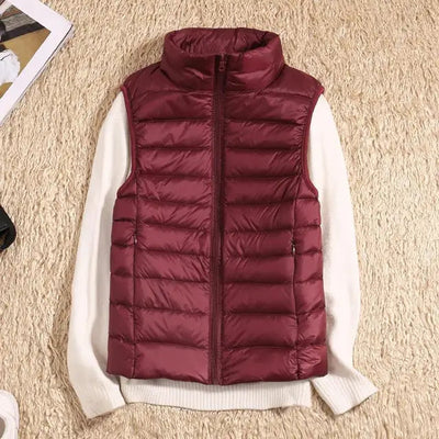 Dames Ultralicht Bodywarmer Met Rits En Opstaande Kraag
