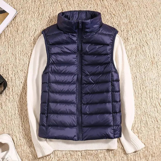 Dames Ultralicht Bodywarmer Met Rits En Opstaande Kraag