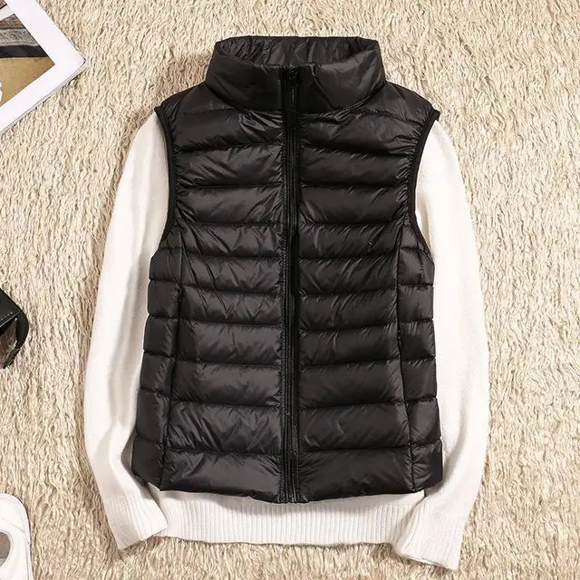 Dames Ultralicht Bodywarmer Met Rits En Opstaande Kraag