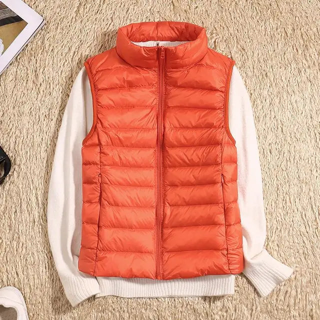 Dames Ultralicht Bodywarmer Met Rits En Opstaande Kraag