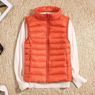Dames Ultralicht Bodywarmer Met Rits En Opstaande Kraag