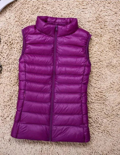 Dames Ultralicht Bodywarmer Met Rits En Opstaande Kraag