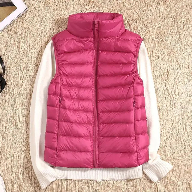 Dames Ultralicht Bodywarmer Met Rits En Opstaande Kraag