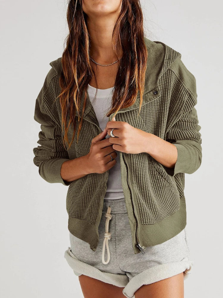 Dames Effen Hoodie met Rits