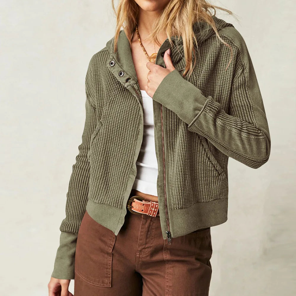 Dames Effen Hoodie met Rits