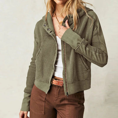 Dames Effen Hoodie met Rits