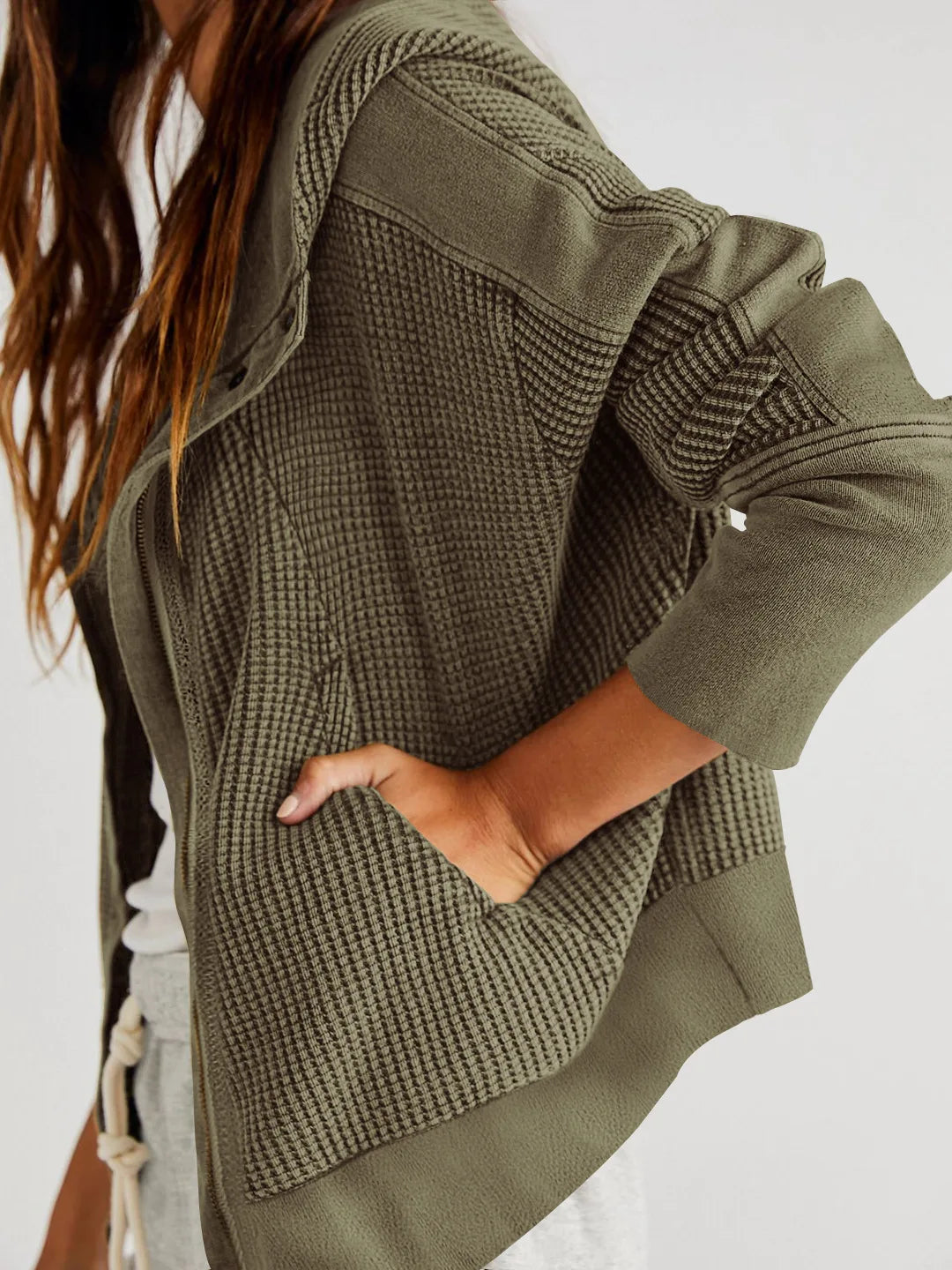 Dames Effen Hoodie met Rits
