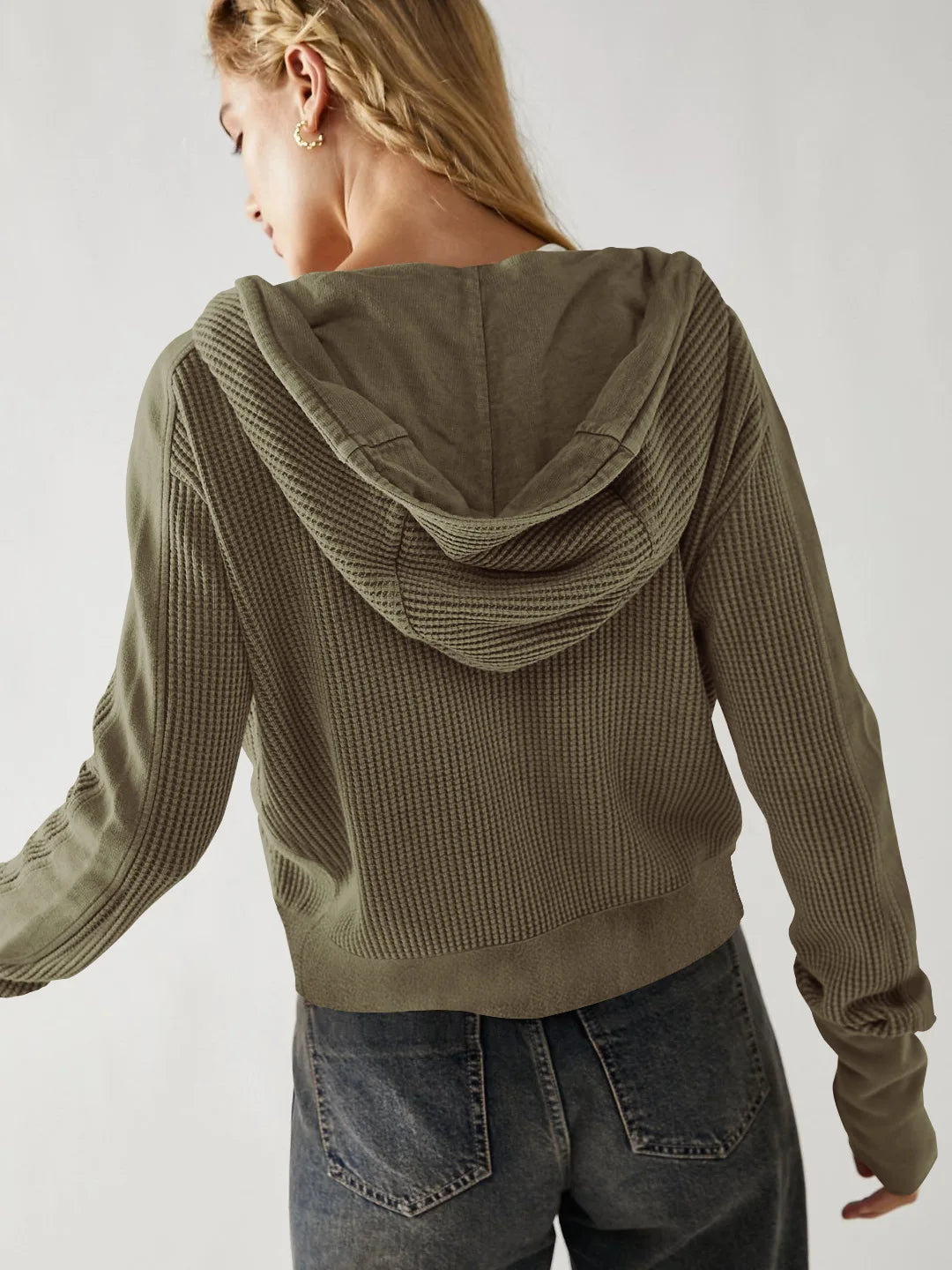 Dames Effen Hoodie met Rits