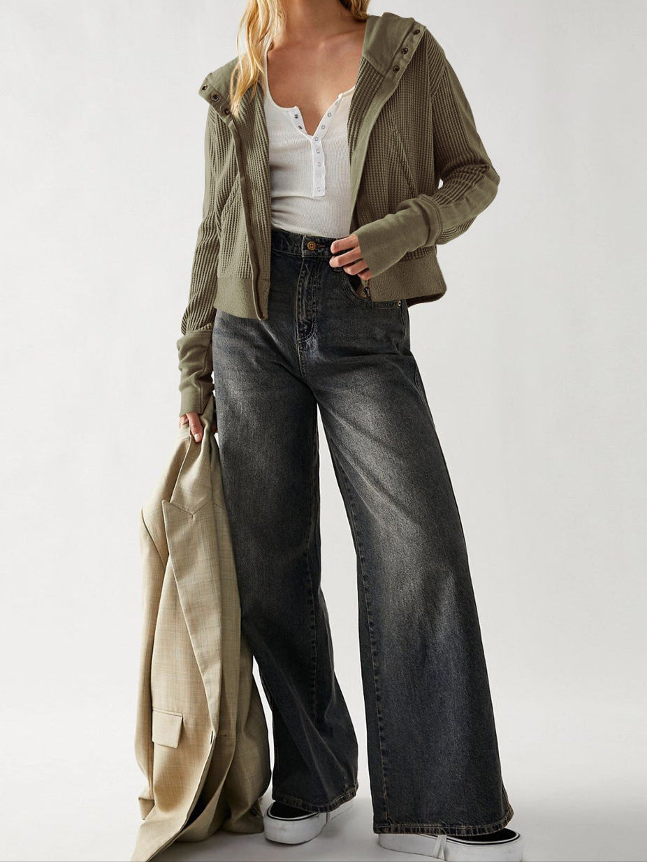 Dames Effen Hoodie met Rits