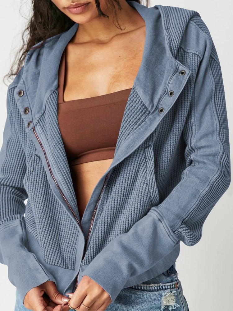 Dames Effen Hoodie met Rits