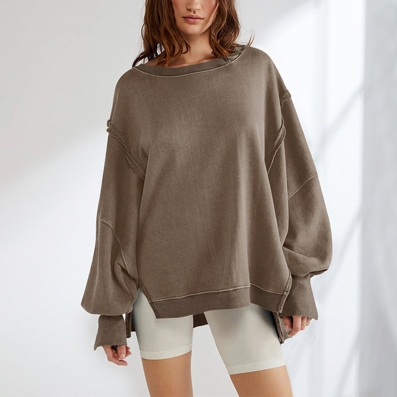 Dames Oversized Katoenen Sweatshirt Met Lange Mouwen