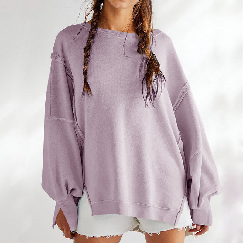 Dames Oversized Katoenen Sweatshirt Met Lange Mouwen