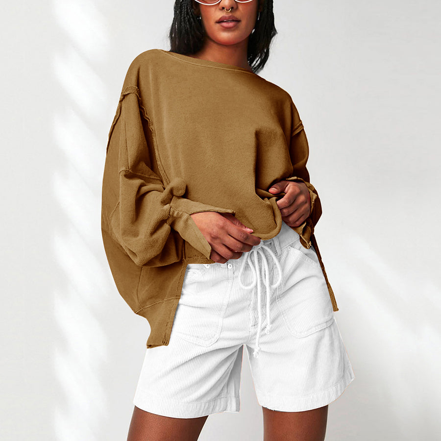 Dames Oversized Katoenen Sweatshirt Met Lange Mouwen