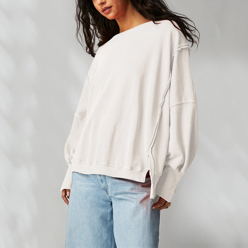 Dames Oversized Katoenen Sweatshirt Met Lange Mouwen