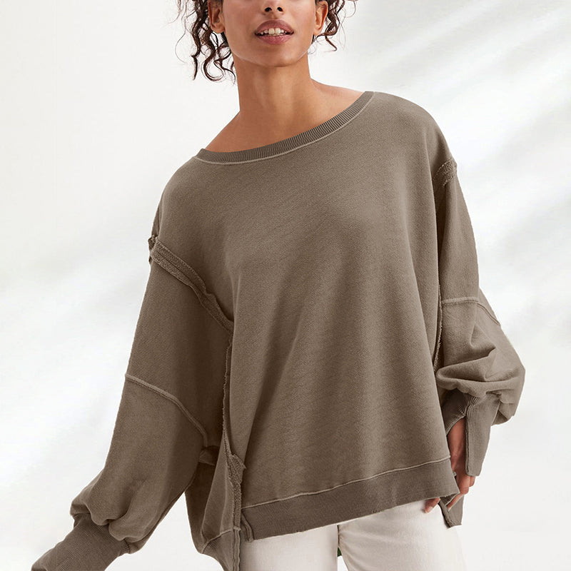 Dames Oversized Katoenen Sweatshirt Met Lange Mouwen