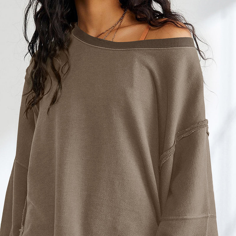 Dames Oversized Katoenen Sweatshirt Met Lange Mouwen
