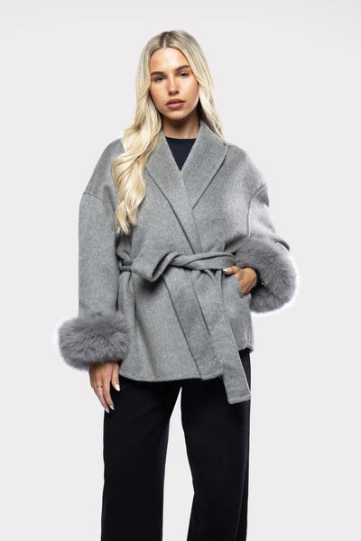 Dames Wrap Coat Met Luxe Imitatiebont En Tijdloos Design