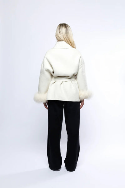Dames Wrap Coat Met Luxe Imitatiebont En Tijdloos Design