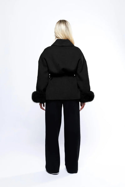 Dames Wrap Coat Met Luxe Imitatiebont En Tijdloos Design