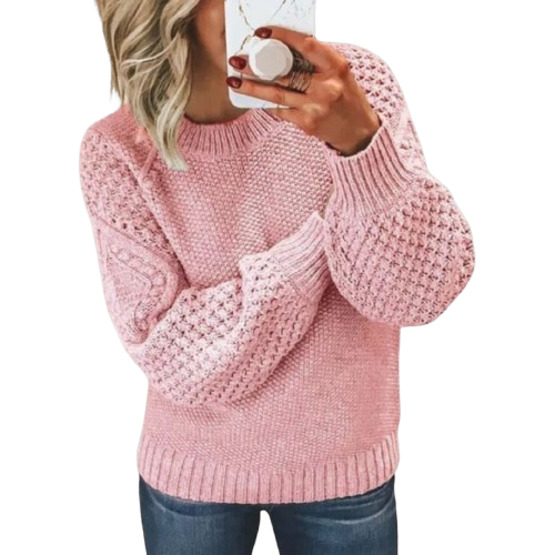 Dames Gebreide Sweater Met Structuurpatroon En Lange Mouwen