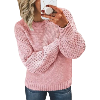 Dames Gebreide Sweater Met Structuurpatroon En Lange Mouwen
