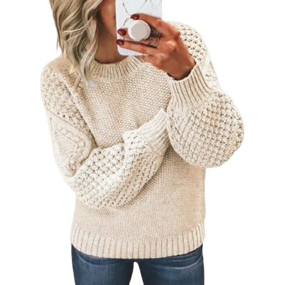 Dames Gebreide Sweater Met Structuurpatroon En Lange Mouwen