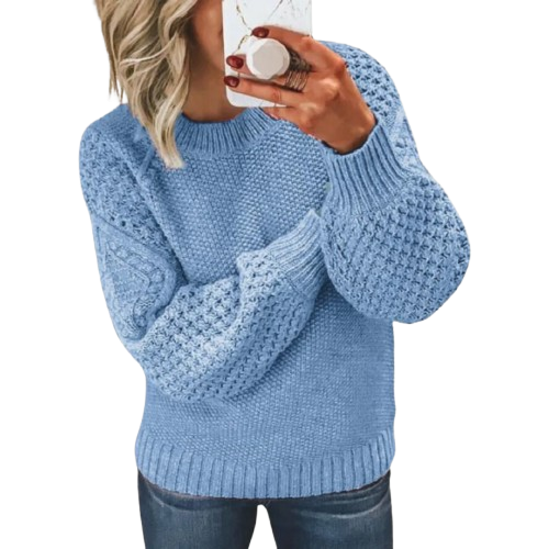 Dames Gebreide Sweater Met Structuurpatroon En Lange Mouwen