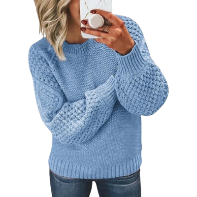 Dames Gebreide Sweater Met Structuurpatroon En Lange Mouwen