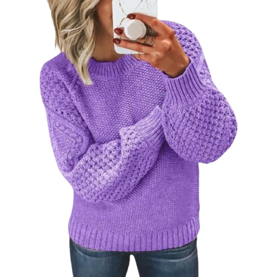 Dames Gebreide Sweater Met Structuurpatroon En Lange Mouwen