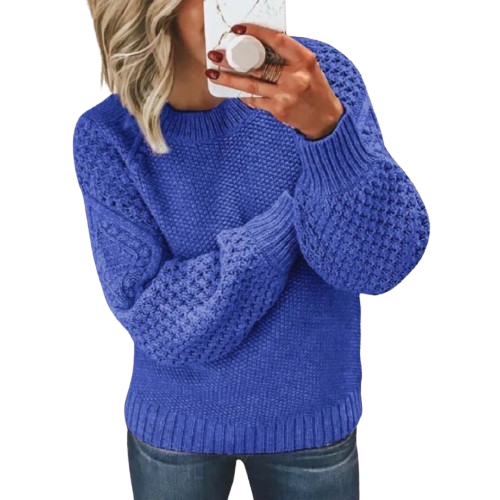 Dames Gebreide Sweater Met Structuurpatroon En Lange Mouwen