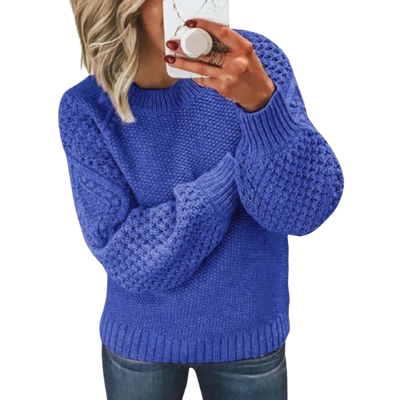 Dames Gebreide Sweater Met Structuurpatroon En Lange Mouwen