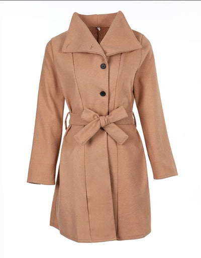 Dames Lange Trenchcoat Met Knoopsluiting En Taille Riem