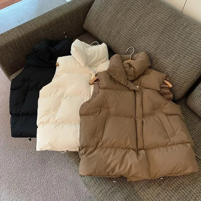 Dames Warme Bodywarmer Met Hoge Kraag