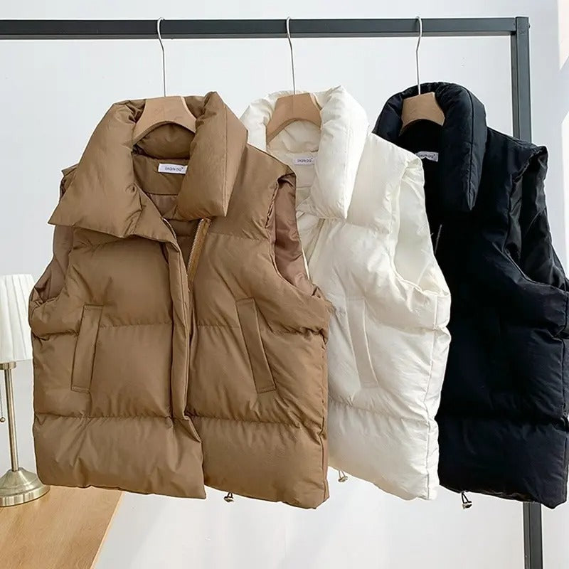 Dames Warme Bodywarmer Met Hoge Kraag