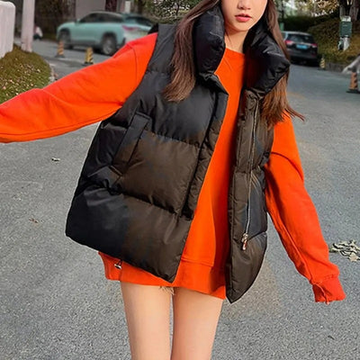 Dames Warme Bodywarmer Met Hoge Kraag