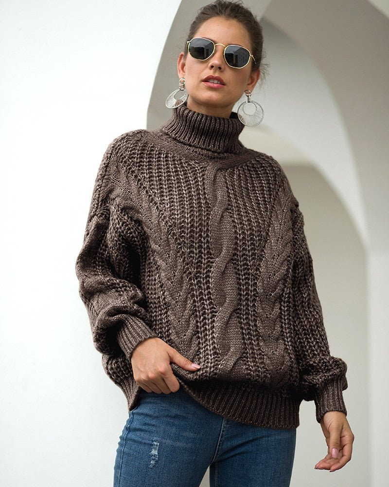 Dames Gebreide Trui Met Hoge Hals En Oversized Pasvorm