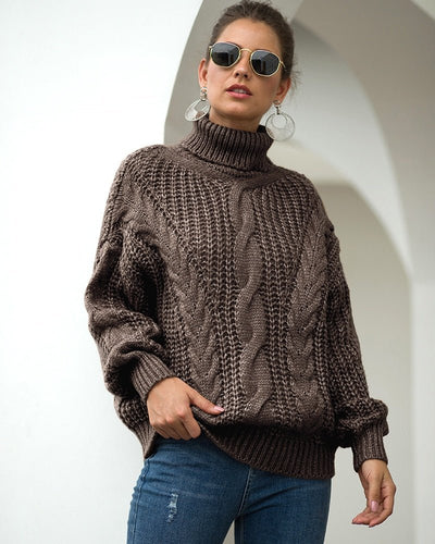 Dames Gebreide Trui Met Hoge Hals En Oversized Pasvorm