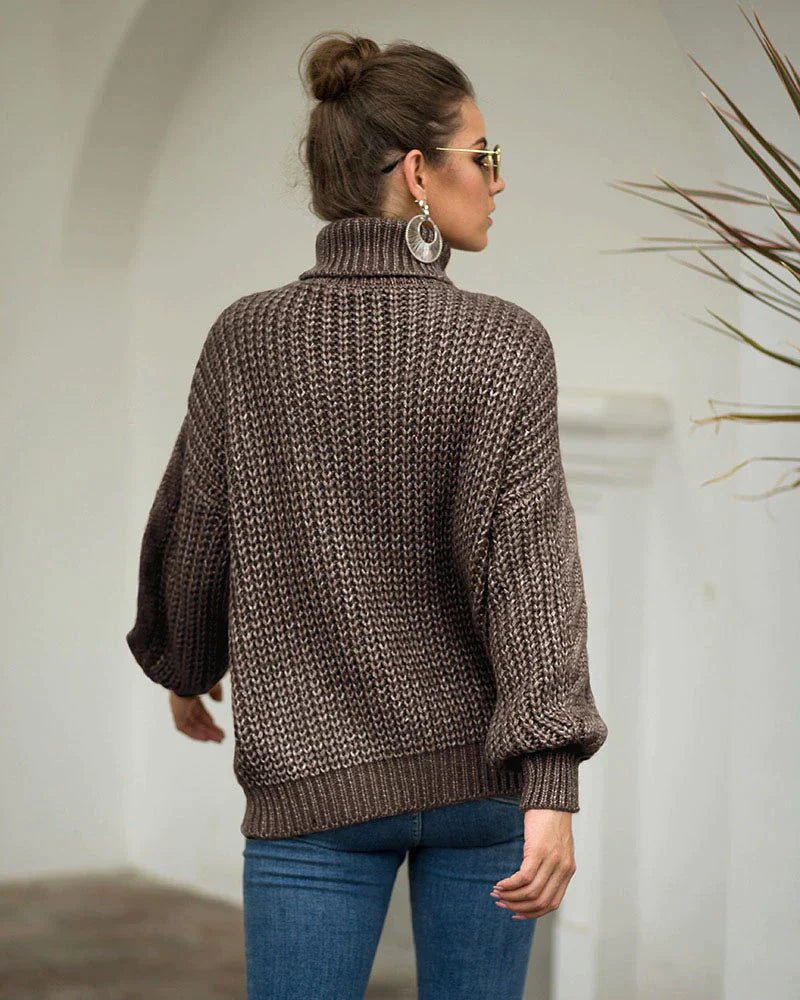 Dames Gebreide Trui Met Hoge Hals En Oversized Pasvorm