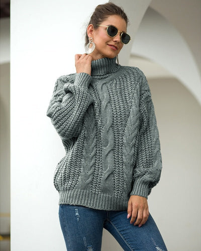 Dames Gebreide Trui Met Hoge Hals En Oversized Pasvorm