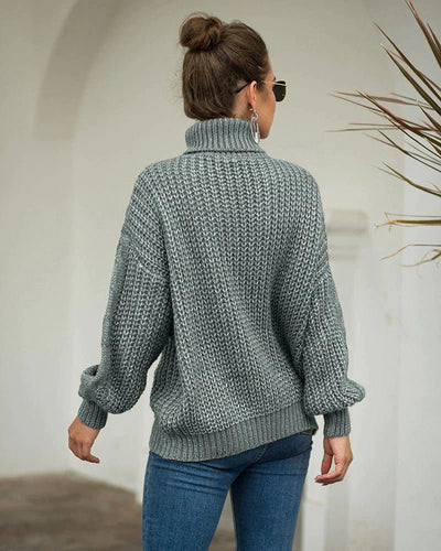 Dames Gebreide Trui Met Hoge Hals En Oversized Pasvorm